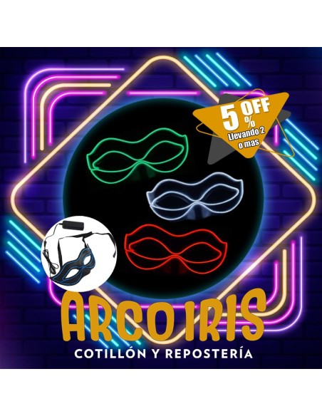 Luminoso Antifaz Contorno Con Control Xu +2-5% Con Hilo Led Promo Por Cantidad Party Store