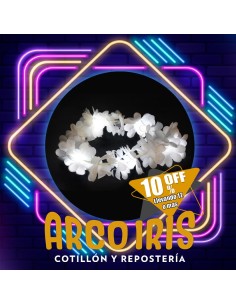 Luminoso Collar Hawaiano Blanco Xu +12-10% 10 Led Collar Flores Primavera Party Store