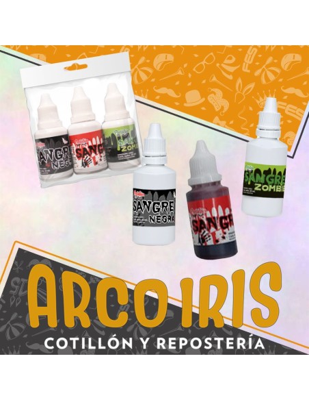 Sangre Set X 3 De 20 Ml Cada Una Roja-negra-zombie Artificial Halloween Pintafan Mix Sangres