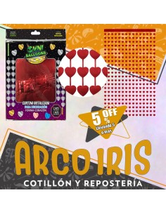 Cortina Corazon Rojo Cromo Xu +5-5% - Promo Por Cantidad Valentin Dilax 2 X 1 Mt