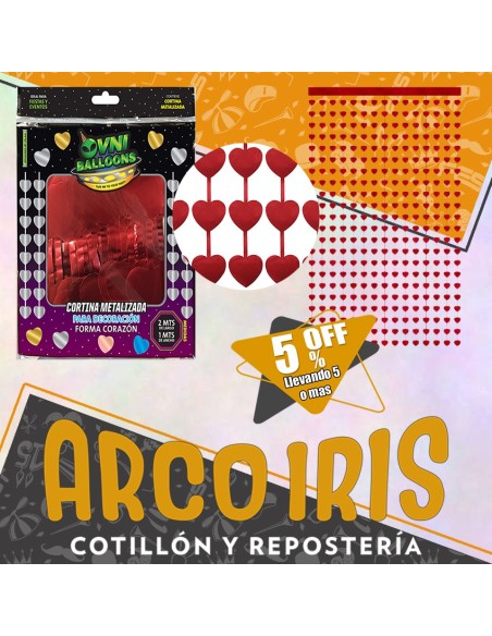 Cortina Corazon Rojo Cromo Xu +5-5% - Promo Por Cantidad Valentin Dilax 2 X 1 Mt