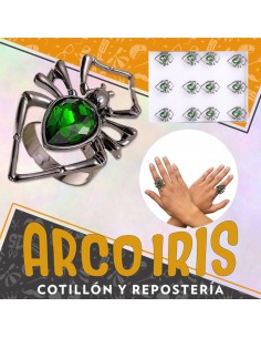 Anillo Spider X 12 Caja Cerrada Arana Con Piedra Party Store