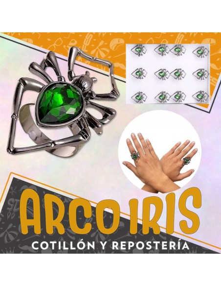 Anillo Spider X 12 Caja Cerrada Arana Con Piedra Party Store