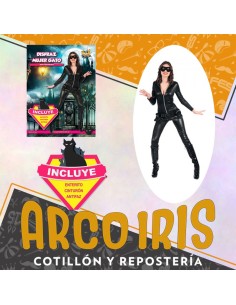Disfraz Adulto Mujer Gato - Talle S Enterito/cinturon/antifaz Halloween Gatubela Party Store