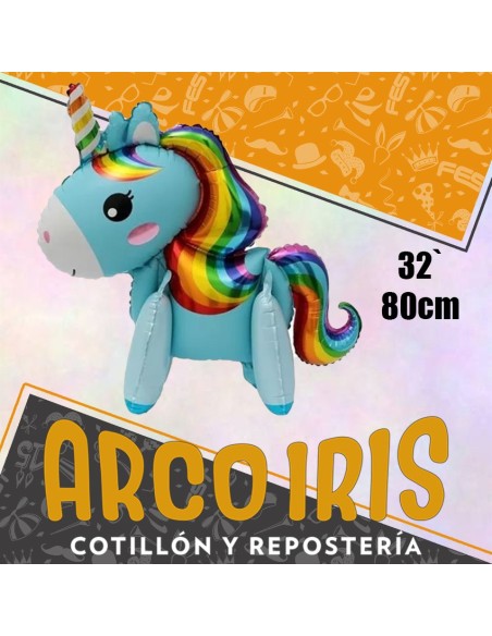 Mylar 32 Unicornio Metal 3 Piezas Xu - 80 Cm Cuerpo Entero Con Pies -globo Metalizado Papel