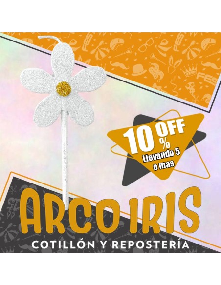 Vela Chupetin Margarita Blanca Full Gibre Xu +5-10% Promocion Por Cantidad Flor Pastel