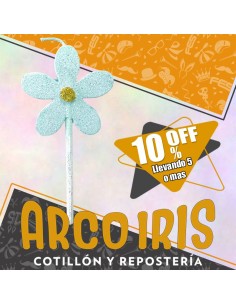 Vela Chupetin Margarita Celeste Pastel Full Gibre Xu +5-10% Promocion Por Cantidad Flor Pastel