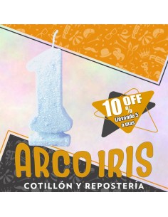 Vela Numero 1 Celeste Pastel Full Gibre Xu +5-10% Promo Por Cantidad - Nacional En Blister Con Codigo De Barra Fantasia-