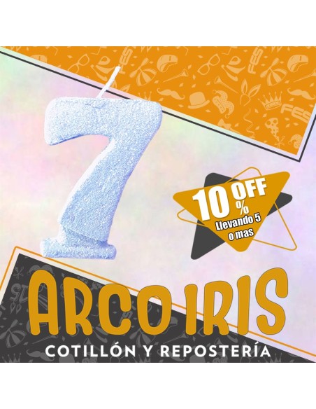 Vela Numero 7 Celeste Pastel Full Gibre Xu +5-10% Promo Por Cantidad - Nacional En Blister Con Codigo De Barra Fantasia-