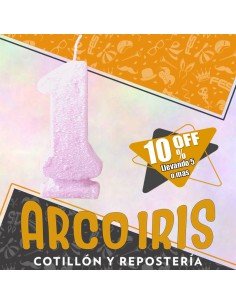 Vela Numero 1 Rosa Pastel Full Gibre Xu +5-10% Promo Por Cantidad - Nacional En Blister Con Codigo De Barra Fantasia-