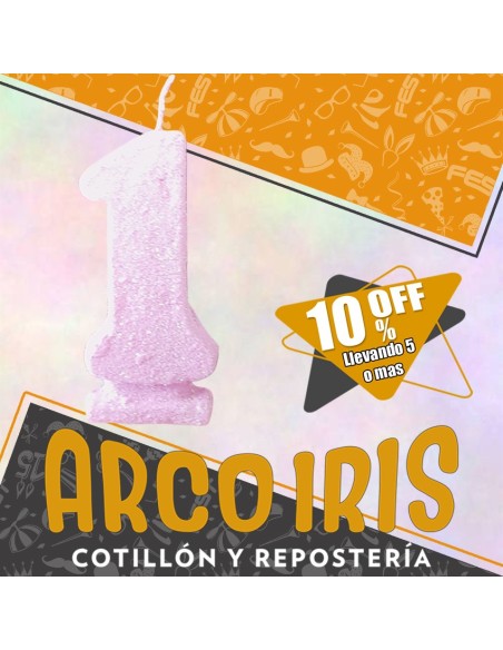 Vela Numero 1 Rosa Pastel Full Gibre Xu +5-10% Promo Por Cantidad - Nacional En Blister Con Codigo De Barra Fantasia-