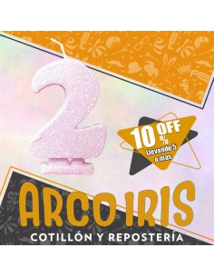 Vela Numero 2 Rosa Pastel Full Gibre Xu +5-10% Promo Por Cantidad - Nacional En Blister Con Codigo De Barra Fantasia-