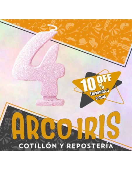 Vela Numero 4 Rosa Pastel Full Gibre Xu +5-10% Promo Por Cantidad - Nacional En Blister Con Codigo De Barra Fantasia-