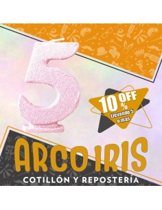 Vela Numero 5 Rosa Pastel Full Gibre Xu +5-10% Promo Por Cantidad - Nacional En Blister Con Codigo De Barra Fantasia-
