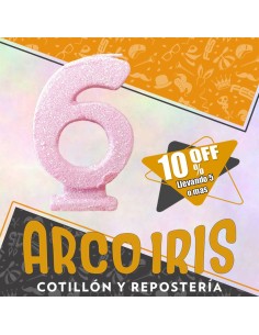 Vela Numero 6 Rosa Pastel Full Gibre Xu +5-10% Promo Por Cantidad - Nacional En Blister Con Codigo De Barra Fantasia-
