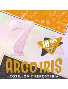 Vela Numero 7 Rosa Pastel Full Gibre Xu +5-10% Promo Por Cantidad - Nacional En Blister Con Codigo De Barra Fantasia-