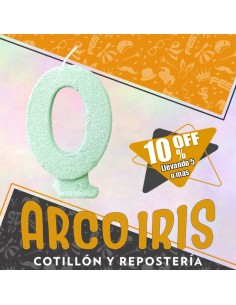 Vela Numero 0 Verde Pastel Full Gibre Xu +5-10% Promo Por Cantidad - Nacional En Blister Con Codigo De Barra Fantasia-