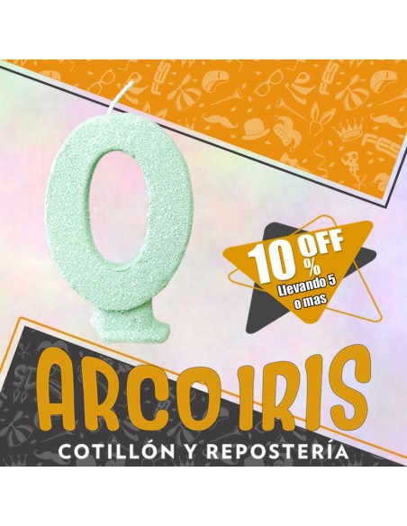 Vela Numero 0 Verde Pastel Full Gibre Xu +5-10% Promo Por Cantidad - Nacional En Blister Con Codigo De Barra Fantasia-