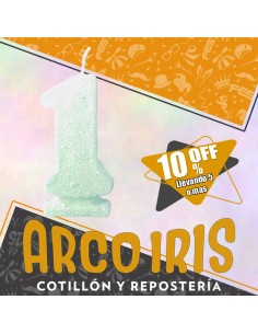 Vela Numero 1 Verde Pastel Full Gibre Xu +5-10% Promo Por Cantidad - Nacional En Blister Con Codigo De Barra Fantasia-