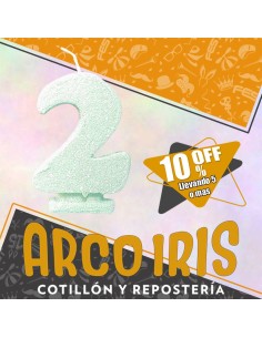 Vela Numero 2 Verde Pastel Full Gibre Xu +5-10% Promo Por Cantidad - Nacional En Blister Con Codigo De Barra Fantasia-