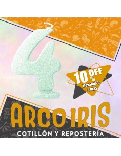 Vela Numero 4 Verde Pastel Full Gibre Xu +5-10% Promo Por Cantidad - Nacional En Blister Con Codigo De Barra Fantasia-