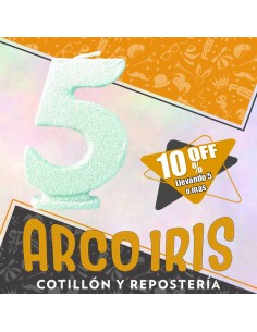 Vela Numero 5 Verde Pastel Full Gibre Xu +5-10% Promo Por Cantidad - Nacional En Blister Con Codigo De Barra Fantasia-