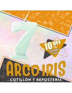 Vela Numero 7 Verde Pastel Full Gibre Xu +5-10% Promo Por Cantidad - Nacional En Blister Con Codigo De Barra Fantasia-