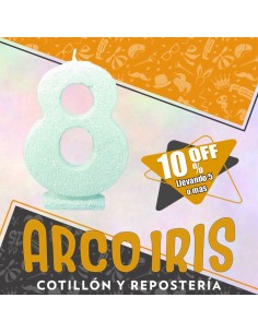 Vela Numero 8 Verde Pastel Full Gibre Xu +5-10% Promo Por Cantidad - Nacional En Blister Con Codigo De Barra Fantasia-