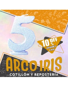 Vela Numero 5 Celeste Pastel Full Gibre Xu +5-10% Promo Por Cantidad - Nacional En Blister Con Codigo De Barra Fantasia-