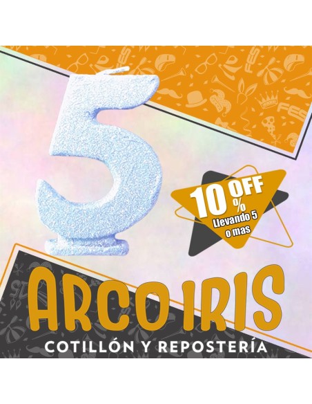 Vela Numero 5 Celeste Pastel Full Gibre Xu +5-10% Promo Por Cantidad - Nacional En Blister Con Codigo De Barra Fantasia-