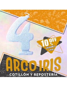 Vela Numero 4 Celeste Pastel Full Gibre Xu +5-10% Promo Por Cantidad - Nacional En Blister Con Codigo De Barra Fantasia-