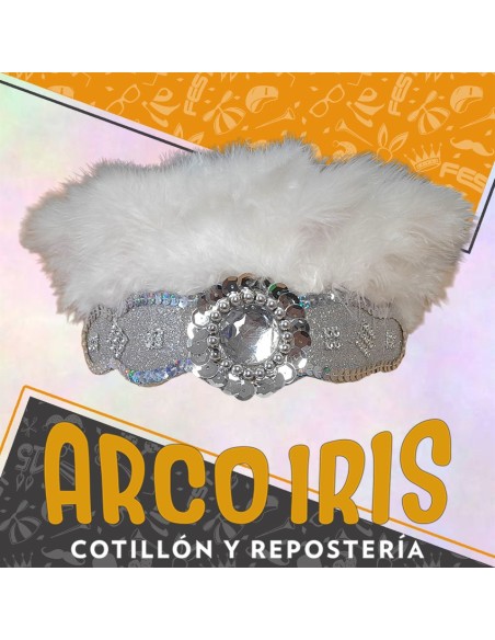 Carnaval Vincha Corona Chica - Lentejuelas Y Plumas Marabu
