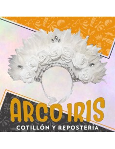 Vincha Mar Del Plata -vincha Con Plumas Gallo Con Flor Y Perla -fun Essentials-