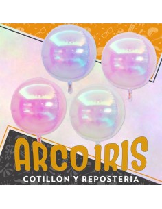 Mylar 22/24 Esfera 4d Iridiscente Metal Xu - Liso Varios Colores Globo Metalizado Papel