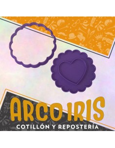 Cortante Cookies Corazon Ondas Plastico Violeta Valentin