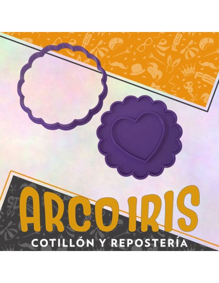 Cortante Cookies Corazon Ondas Plastico Violeta Valentin