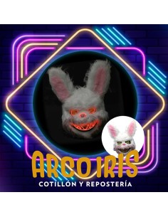 Luminoso Mascara Conejo Maldito Xu - Tira De Luz Y Control 3 Efectos Halloween