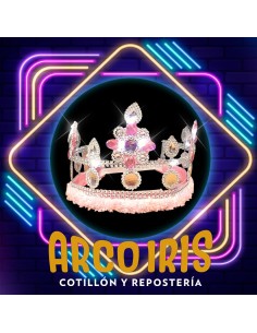 Corona Reina Lujo Con Luz Led Xu -strass-peluche- Corona De Lujo Plateada