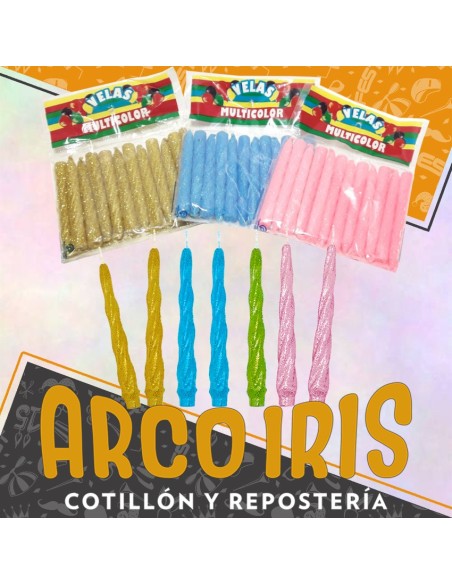 Vela Torneada Mediana Con Gibre 11 Cm X 12 - Multicolor