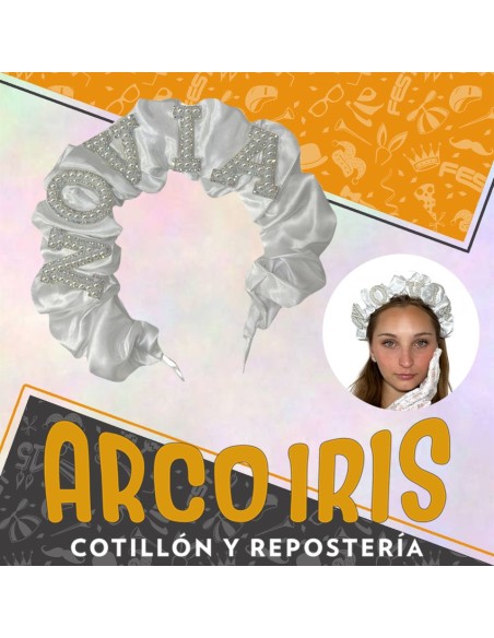 Vincha Novia Perla Con Flores Blanca Xu - Especial Strass Y Perlas Blanca Party Store