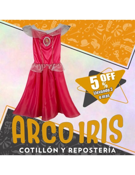 Disfraz Vestido Rosa - Talle 6 Princesa Aurora - Halloween