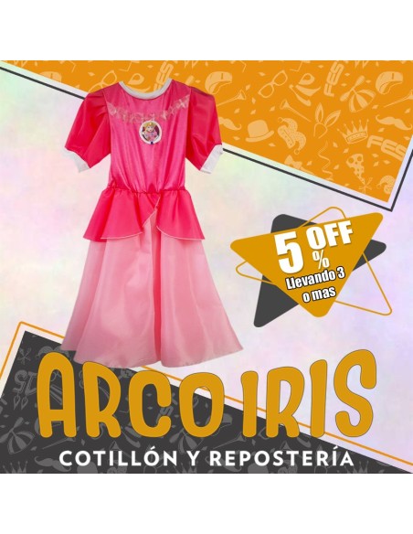 Disfraz Vestido Princesa Mario - Talle 4 - Peaches Mario Bross Halloween