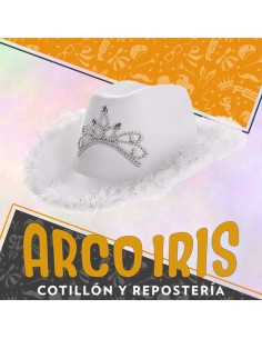 Gorro Cowboy Con Coronita Y Plumas Borde Contorno Boa Varios Colores Lila-negro-rosa-blanco 2