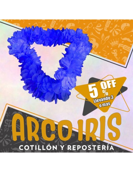 Collar Hawaiano Premium Azul Xu +3-5% - Promo Por Cantidad -collar Clavel Seda-primavera