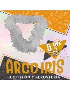 Collar Hawaiano Premium Blanco Xu +3-5% - Promo Por Cantidad Collar Clavel Seda Primavera