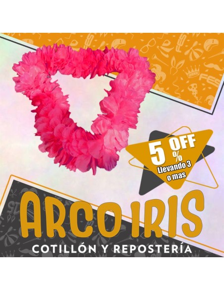 Collar Hawaiano Premium Fucsia Xu +3-5% - Promo Por Cantidad -collar Clavel Seda-primavera