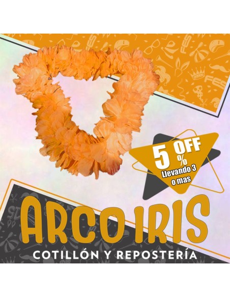 Collar Hawaiano Premium Naranja Xu +3-5% - Promo Por Cantidad -collar Clavel Seda-primavera