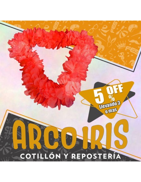 Collar Hawaiano Premium Rojo Xu +3-5% - Promo Por Cantidad -collar Clavel Seda-primavera