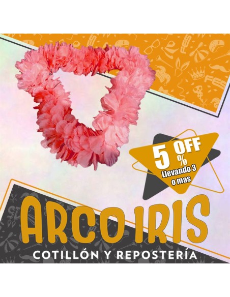 Collar Hawaiano Premium Rosa Xu +3-5% - Promo Por Cantidad -collar Clavel Seda-primavera