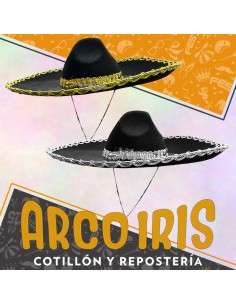 Gorro Mexicano Negro Borde Dor/plata Xu